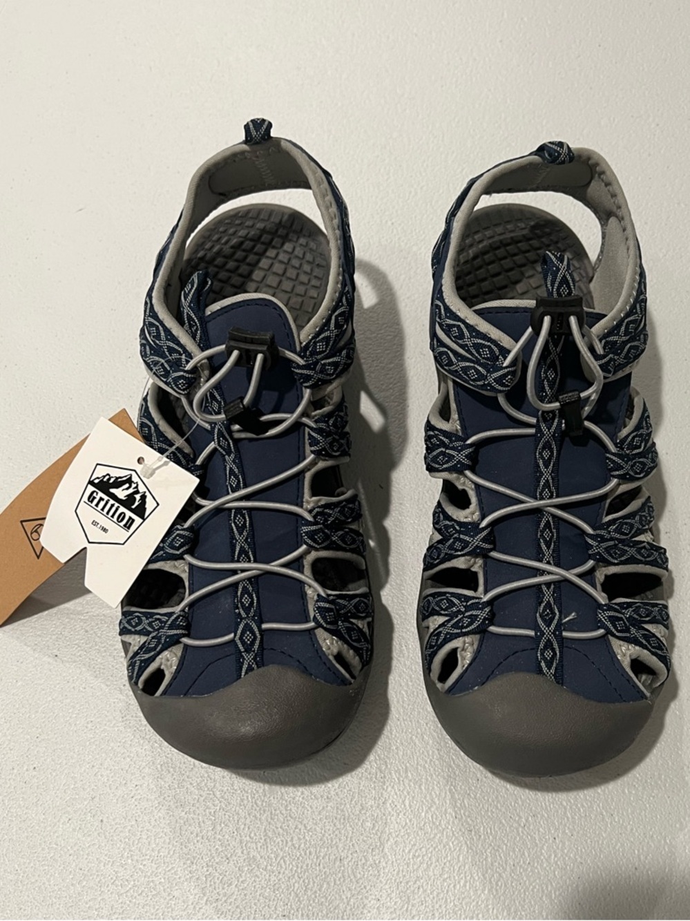 GRITION women size US 9.5 EU40 Hiking Sandal closed toe adjustable cord blue NWT